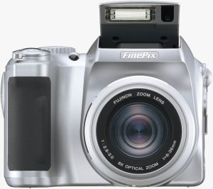 Fujifilm's FinePix S3100 digital camera. Courtesy of Fujifilm, with modifications by Michael R. Tomkins. Click for a bigger picture!