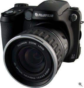 Fujifilm's FinePix S5200 digital camera. Courtesy of Fujifilm, with modifications by Michael R. Tomkins. Click for a bigger picture!