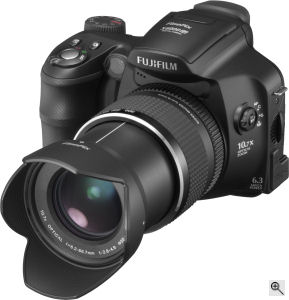 Fujifilm's FinePix S6000fd digital camera. Courtesy of Fujifilm, with modifications by Michael R. Tomkins. Click for a bigger picture!