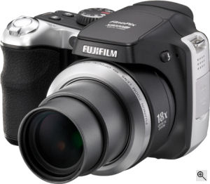 Fujifilm's FinePix S8000fd digital camera. Courtesy of Fujifilm, with modifications by Michael R. Tomkins. Click for a bigger picture!