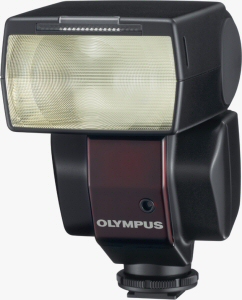 Olympus' FL-36 flash strobe. Courtesy of Olympus, with modifications by Michael R. Tomkins. Click for a bigger picture!