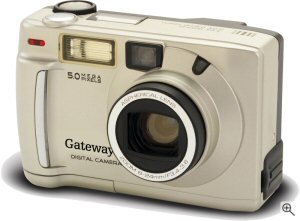 Gateway's DC-M50 digital camera. Courtesy of Gateway, with modifications by Michael R. Tomkins. Click for a bigger picture!