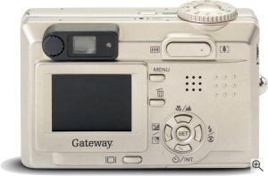 Gateway's DC-T50 digital camera. Courtesy of Gateway, with modifications by Michael R. Tomkins. Click for a bigger picture!