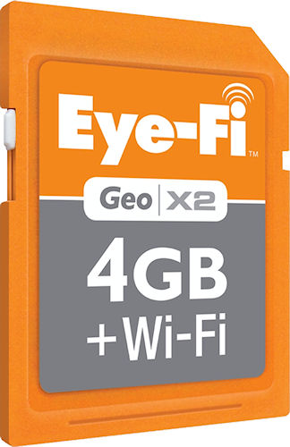 Eye-Fi's Geo X2 wi-fi enabled memory card for Apple Macintosh computers. Photo provided by Eye-Fi Inc. Click for a bigger picture!