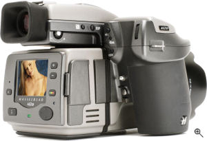 Hasselblad's H2D digital camera. Courtesy of Hasselblad, with modifications by Michael R. Tomkins. Click for a bigger picture!