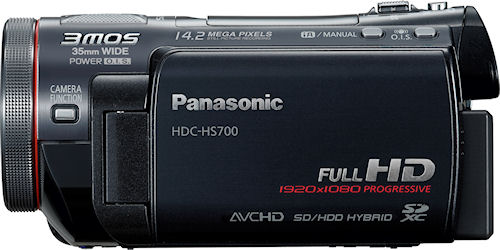 Side view of the HDC-HS700 digital camcorder. Photo provided by Panasonic Consumer Electronics Co. Click for a bigger picture!