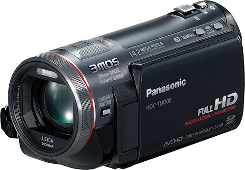 Front quarter view of the HDC-TM700 digital camcorder. Photo provided by Panasonic Consumer Electronics Co. Click for a bigger picture!
