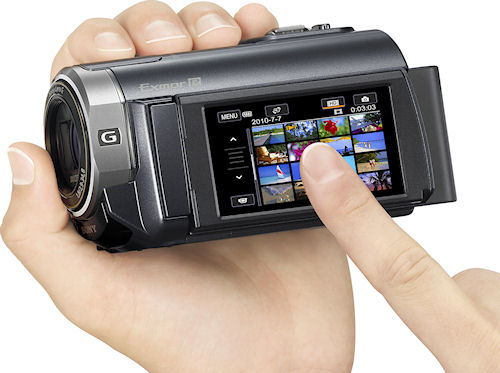 Sony's HDR-XR350V digital camcorder. Photo provided by Sony Electronics Inc. Click for a bigger picture!