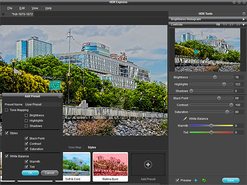 As well as predefined style presets, you can also create your own, and choose with controls should be included. Screenshot copyright © 2010, Imaging Resource. All rights reserved. All rights reserved. Click for a bigger picture!