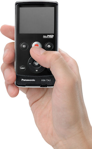 Panasonic's HM-TA1 video camera in use. Photo provided by Panasonic Consumer Electronics Co. Click for a bigger picture!