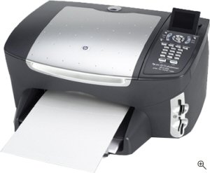 Hewlett Packard's PSC 2510 Photosmart all-in-one printer. Courtesy of Hewlett Packard, with modifications by Michael R. Tomkins. Click for a bigger picture!