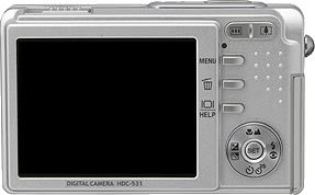 Hitachi's i.mega HDC-531 digital camera. Courtesy of Hitachi, with modifications by Michael R. Tomkins.