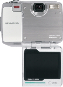 Olympus' i:robe IR-500 digital camera. Courtesy of Olympus, with modifications by Michael R. Tomkins. Click for a bigger picture!