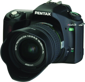 Pentax's *ist DS digital SLR. Courtesy of Pentax, with modifications by Michael R. Tomkins. Click for a bigger picture!