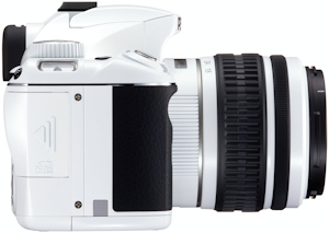 Pentax's limited edition white K2000 digital SLR, right view. Photo provided by Pentax Imaging Co.  Click for a bigger picture!