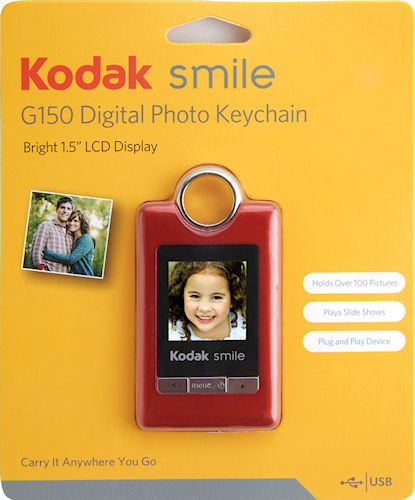 Product packaging for the Kodak Smile G150 Digital Photo Keychain. Photo provided by Sakar International Inc. Click for a bigger picture!
