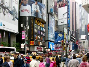 Kodak's Kodarama screen in Times Square. Courtesy of Kodak, with modifications by Michael R. Tomkins. Click for a bigger picture!
