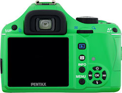 Pentax's K-x digital SLR, rear view in green body color. Photo provided by Pentax Imaging Co. Click for a bigger picture!
