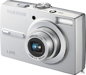Samsung's L210 digital camera. Courtesy of Samsung, with modifications by Michael R. Tomkins. Click for a bigger picture!