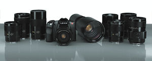 Leica S2 digital SLR with a selection of S-System lenses. Courtesy of Leica, with modifications by Michael R. Tomkins. Click for a bigger picture!