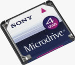 Sony's 4GB Microdrive. Courtesy of Sony, with modifications by Michael R. Tomkins.