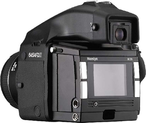 Mamiya's M31 digital back on the Mamiya 645AFD II medium format camera body. Photo provided by Mamiya Digital Imaging.