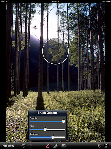 Ubermind's Masque app showing brush options dialog. Screenshot provided by Ubermind Inc. Click for a bigger picture!