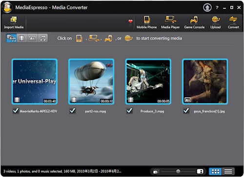MediaEspresso 6's user interface. Screenshot provided by CyberLink Corp. Click for a bigger picture!