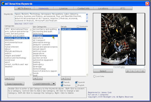 METAmachine's Keywords tab. Screenshot provided by HindSight Ltd. Click for a bigger picture!