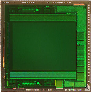 Micron's MT9T012 image sensor die. Courtesy of Micron, with modifications by Michael R. Tomkins. Click for a bigger picture!