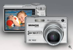 Minox's DC 1022 digital camera. Courtesy of Minox, with modifications by Michael R. Tomkins. Click for a bigger picture!