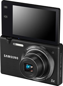 Samsung's MultiView MV800 digital camera. Image provided by Samsung Electronics Co. Ltd. Click for a bigger picture!