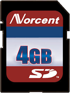 Norcent's 4GB SD card. Courtesy of Norcent, with modifications by Michael R. Tomkins.