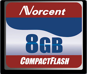 Norcent's 8GB CF card. Courtesy of Norcent, with modifications by Michael R. Tomkins.