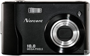 Norcent's DSC-1050 digital camera. Courtesy of Norcent, with modifications by Michael R. Tomkins. Click for a bigger picture!