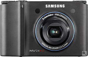 Samsung's NV24 HD digital camera. Courtesy of Samsung, with modifications by Michael R. Tomkins. Click for a bigger picture!