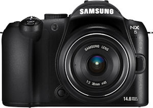 Samsung's NX5 digital camera. Photo provided by Samsung Electronics GmbH. Click for a bigger picture!