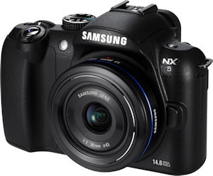 Samsung's NX5 digital camera. Photo provided by Samsung Electronics GmbH. Click for a bigger picture!
