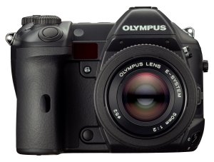 Olympus' E System camera body. Courtesy of Olympus, with modifications by Michael R. Tomkins. Click for a bigger picture!