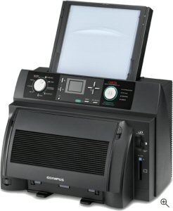 Olympus P-440 printer. Courtesy of Olympus, with modifications by Michael R. Tomkins. Click for a bigger picture!