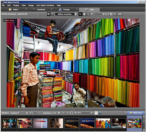 The View screen in DxO Optics Pro's latest version. Screenshot provided by DxO Labs. Click for a bigger picture!