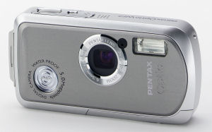 Pentax's OptioWP digital camera. Courtesy of Pentax, with modifications by Michael R. Tomkins. Click for a bigger picture!
