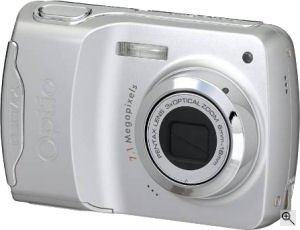 Pentax's Optio E30 digital camera. Courtesy of Pentax, with modifications by Michael R. Tomkins. Click for a bigger picture!