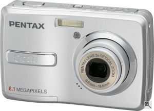 Pentax's Optio E40 digital camera. Courtesy of Pentax, with modifications by Michael R. Tomkins. Click for a bigger picture!