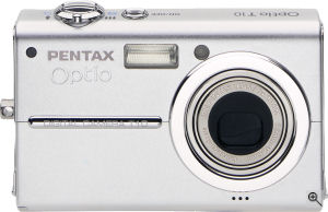 Pentax's Optio T10 digital camera. Courtesy of Pentax, with modifications by Michael R. Tomkins. Click for a bigger picture!