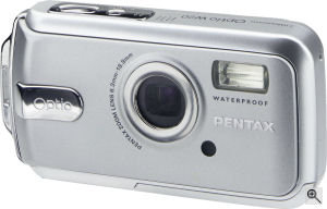Pentax's Optio W20 digital camera. Courtesy of Pentax, with modifications by Michael R. Tomkins. Click for a bigger picture!