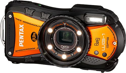 The PENTAX Optio WG-1 GPS digital camera ships in a new orange-bodied variant from next month. Photo provided by Pentax Imaging Co. Click for a bigger picture!