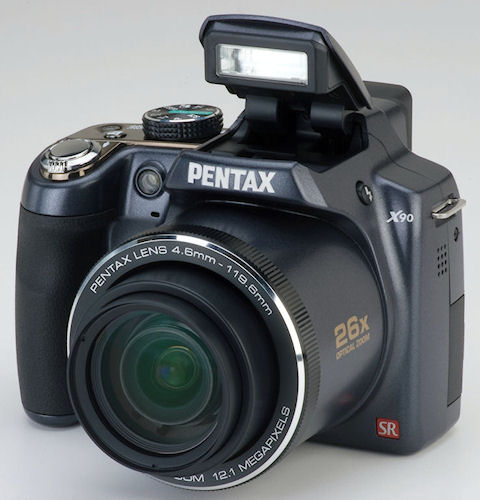 The Pentax Optio X90 digital camera boasts a powerful, stabilized 26x zoom lens. Photo provided by Pentax Imaging Co. Click for a bigger picture!