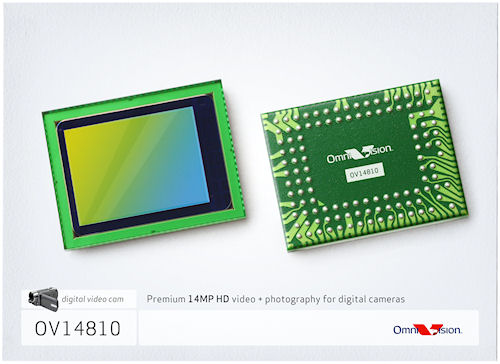 The OV14810 1/2.33" 14 megapixel CMOS image sensor for digital still / video cameras. Photo provided by OmniVision Technologies. Click for a bigger picture!