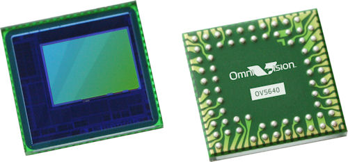 OmniVision's five megapixel backside-illuminated OV5640 sensor offers 30fps 1080p and 60fps 720p high definition video capabilities. Photo provided by OmniVision Technologies Inc. Click for a bigger picture!
